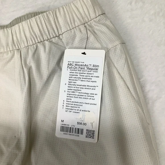 ABC WovenAir Slim Pull-On Pant NWT Regular Size Medium Light Ivory